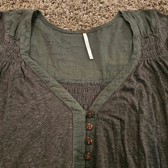 Free People Top Women Size XS Highland Button Front Cap Sleeve Swing Boho Hippie - Picture 5 of 11